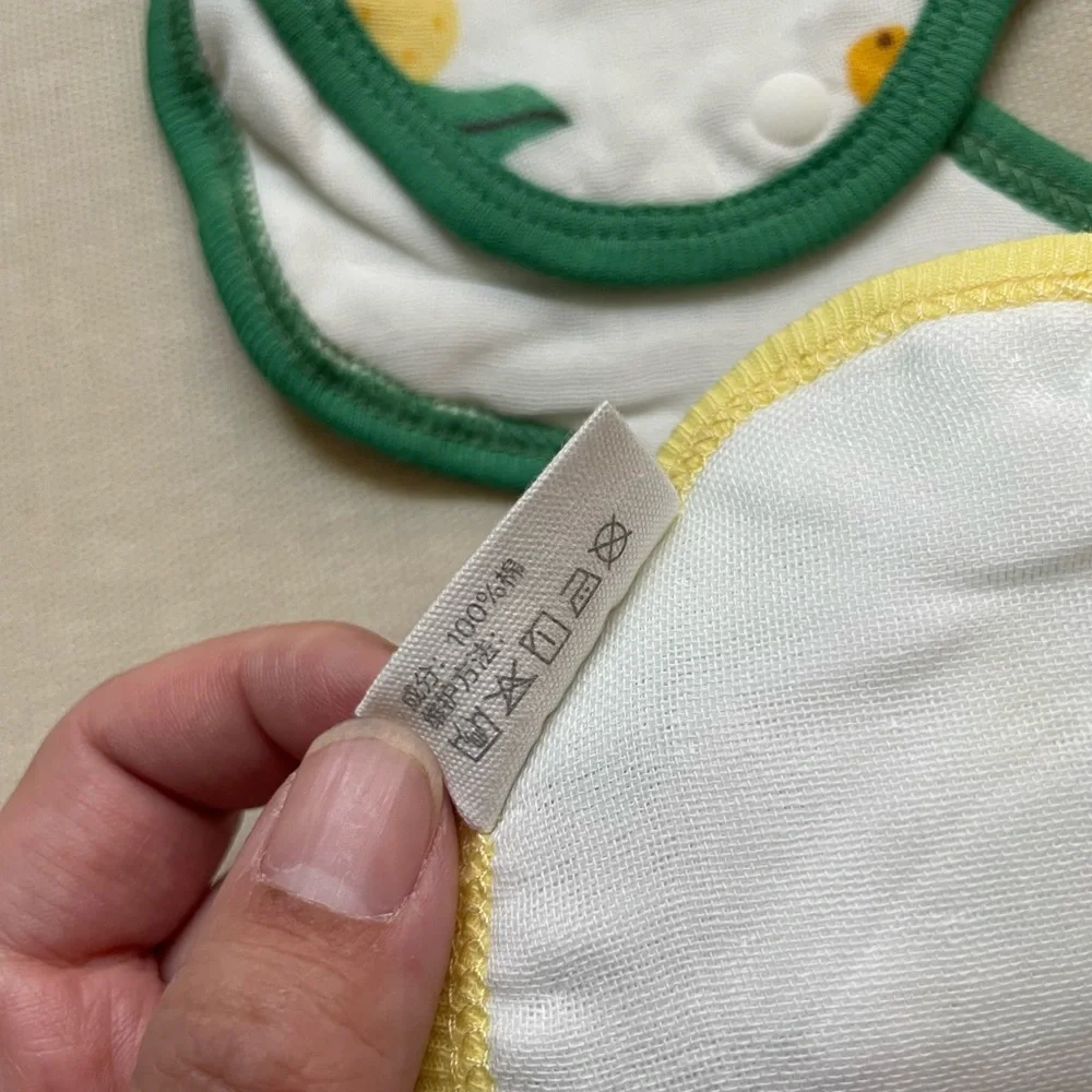Baby Bib Set - Blue, Green & Yellow Scalloped Cotton Bibs